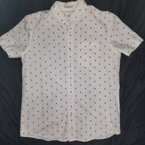 American Eagle White cactus seriously soft Button Down Shirt medium Short Sleeve
